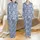 Women's Delicate Butterfly Swarm Pastel Silk Pajama Set: Sky Blue Sleepwear Satin Pajamas Set - 1