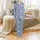 Women's Delicate Butterfly Swarm Pastel Silk Pajama Set: Sky Blue Sleepwear Satin Pajamas Set - 2