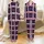 Couples' King Queen Heart Plaid Pattern Cotton Flannel Sleep Set Satin Pajamas Set - 1