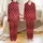 Family Christmas Elegant White Initial Monogram Pinstripe Ruby Red Satin Sleep Set Satin Pajamas Set - 1