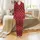 Family Christmas Elegant White Initial Monogram Pinstripe Ruby Red Satin Sleep Set Satin Pajamas Set - 2