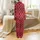Family Christmas Elegant White Initial Monogram Pinstripe Ruby Red Satin Sleep Set Satin Pajamas Set - 3