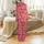 Women's Hot Pink Tiger Safari Block Print Cotton Sleep Set - Bridesmaid Loungewear Satin Pajamas Set - 3