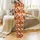 Vibrant Flame Wool Knit Snowflake Pattern - Cozy Fall Winter Aesthetic Satin Pajamas Set - 3