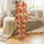 Vibrant Flame Wool Knit Snowflake Pattern - Cozy Fall Winter Aesthetic Satin Pajamas Set - 2