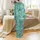 Elegant Western Aqua Teal 2pc Loungewear Set | Playful Cowboy Rodeo Print Collared Top & Shorts Satin Pajamas Set - 3