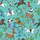 Elegant Western Aqua Teal 2pc Loungewear Set | Playful Cowboy Rodeo Print Collared Top & Shorts Satin Pajamas Set - 4
