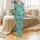 Elegant Western Aqua Teal 2pc Loungewear Set | Playful Cowboy Rodeo Print Collared Top & Shorts Satin Pajamas Set - 2