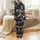 Youth Golden Leopard Jungle Print: Dynamic Navy Tropical Pajama Set Satin Pajamas Set - 3