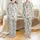 Dog Lovers' Soft Pastel Pink Blue Mint Green Checkerboard Labrador Puppy & Chihuahua Portraits with Names Satin Pajamas Set - 1
