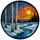 Nature Lovers' Stained Glass Winter Forest Birch Tree Radiant Orange Blue Sunset Glow Art Stained Glass Suncatcher - 7