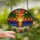 Nature Enthusiasts' Vibrant Orange Yellow Stained Glass Tropical Sunset Ocean Beach Mosaic Stained Glass Suncatcher - 2