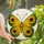 Nature Lovers' Tiffany Stained Glass Butterfly Ornate Sunflower Luminous Yellow Golden Emerald Green Design Stained Glass Suncatcher - 3