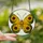 Nature Lovers' Tiffany Stained Glass Butterfly Ornate Sunflower Luminous Yellow Golden Emerald Green Design Stained Glass Suncatcher - 2
