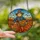 Autumn Lovers' Whimsical Tiffany Glass Scarecrow Blue Orange Plaid Pumpkin Harvest Design Stained Glass Suncatcher - 2