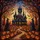 Halloween Enthusiasts' Intricate Stained Glass Gothic Haunted Mansion Witches Bats Autumn Twilight Jewel Tones Art Stained Glass Suncatcher - 7