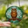 Nature Lovers' Stained Glass Brown Orange Owl Bright Blue Eyes Iris Jewel Tone Mosaic Stained Glass Suncatcher - 2
