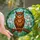 Nature Lovers' Stained Glass Brown Orange Owl Bright Blue Eyes Iris Jewel Tone Mosaic Stained Glass Suncatcher - 3