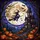 Witchcraft Fans' Tiffany Stained Glass Halloween Witch Moon Haunted House Deep Violet Orange Night Stained Glass Suncatcher - 7