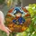 Autumn Lovers' Intricate Stained Glass Scarecrow Cobalt Blue Plaid Hat Pumpkin Field Mosaic Stained Glass Suncatcher - 3