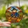 Autumn Lovers' Intricate Stained Glass Scarecrow Cobalt Blue Plaid Hat Pumpkin Field Mosaic Stained Glass Suncatcher - 2