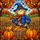 Autumn Lovers' Intricate Stained Glass Scarecrow Cobalt Blue Plaid Hat Pumpkin Field Mosaic Stained Glass Suncatcher - 7