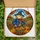 Autumn Lovers' Intricate Stained Glass Scarecrow Cobalt Blue Plaid Hat Pumpkin Field Mosaic Stained Glass Suncatcher - 6