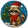 Holiday Animal Lovers' Whimsical Stained Glass Raccoon Santa Hat Christmas Tree Blue Winter Snow Stained Glass Suncatcher - 7