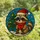 Holiday Animal Lovers' Whimsical Stained Glass Raccoon Santa Hat Christmas Tree Blue Winter Snow Stained Glass Suncatcher - 4