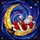Holiday Enthusiasts' Tiffany Stained Glass Santa Red Suit Golden Moon Cosmic Sky Stained Glass Suncatcher - 7