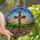 Faithful Art Lovers' Vibrant Stained Glass Floral Cross Wildflower Landscape, Glowing Jewel Tones, Rolling Hills, Sunrise Sky Stained Glass Suncatcher - ESg9oPOwjE