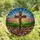 Faithful Art Lovers' Vibrant Stained Glass Floral Cross Wildflower Landscape, Glowing Jewel Tones, Rolling Hills, Sunrise Sky Stained Glass Suncatcher - l-aoTH_RlR