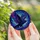 Stained Glass Art Lovers' Majestic Raven Flight Electric Blue Violet Fuchsia Aqua Twilight Mosaic Pattern Stained Glass Suncatcher - 5