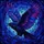 Stained Glass Art Lovers' Majestic Raven Flight Electric Blue Violet Fuchsia Aqua Twilight Mosaic Pattern Stained Glass Suncatcher - 7