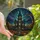 Halloween Enthusiasts' Tiffany Stained Glass Victorian Haunted Mansion with Glowing Jack-o'-lanterns & Bats in Jewel Tones Stained Glass Suncatcher - 3
