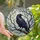 Stained Glass Art Lovers' Majestic Raven Full Moon Opalescent Blue Violet Night Mosaic Stained Glass Suncatcher - MbZWt7HtLi