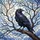 Stained Glass Art Lovers' Majestic Raven Full Moon Opalescent Blue Violet Night Mosaic Stained Glass Suncatcher - 7