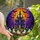 Halloween Lovers' Intricate Tiffany Style Stained Glass Gothic Haunted House, Cute Ghosts, Orange Moon, Purple Night Stained Glass Suncatcher - 3