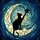 Cat Lovers' Tiffany Style Black Cat Moon Celestial Stained Glass Swirling Blue Teal Jewel Mosaic Stained Glass Suncatcher - 7