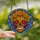 Vibrant Style Seekers' Stained Glass Calavera Marigold Floral Mosaic, Jewel Tone Orange Blue Green Red Stained Glass Suncatcher - 2