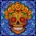 Vibrant Style Seekers' Stained Glass Calavera Marigold Floral Mosaic, Jewel Tone Orange Blue Green Red Stained Glass Suncatcher - 7