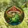 Nature Lovers' Intricate Stained Glass Content Green Frog Mushroom Jewel Tone Mosaic Stained Glass Suncatcher - MNoCo1yn_K