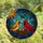 Nature Lovers' Tiffany Style Stained Glass Cardinal Family Nest Scene, Vibrant Jewel Tones, Azure Moon Frame Stained Glass Suncatcher - YCvDhNzIrO