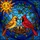 Nature Lovers' Tiffany Style Stained Glass Cardinal Family Nest Scene, Vibrant Jewel Tones, Azure Moon Frame Stained Glass Suncatcher - 7