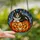 Halloween Cat Lovers' Orange Black Teal Stained Glass Cat Jack-o'-Lantern Starry Mosaic Stained Glass Suncatcher - 2