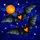 Art & Nature Lovers' Vibrant Stained Glass Bat & Moon, Indigo Night Sky Mosaic, Tiffany Style Jewel Tones Stained Glass Suncatcher - 7