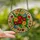 Art Lovers' Tiffany Stained Glass Floral Bouquet Emerald Ruby Gold Amber Mosaic Pattern Stained Glass Suncatcher - 2