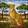 Wildlife Art Lovers' Tiffany Stained Glass Cheetah Savanna Mosaic Amber Blue Orange Hues Stained Glass Suncatcher - 6