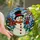 Winter Enthusiasts' Vibrant Tiffany Stained Glass Cheerful Snowman Winter Mosaic Ruby Red Orange Green Blue Stained Glass Suncatcher - 1