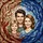 Family Lovers' Joyful Stained Glass Portrait, Tiffany Style Amber Blue Rose Pink Intricate Mosaic Art Stained Glass Suncatcher - 6